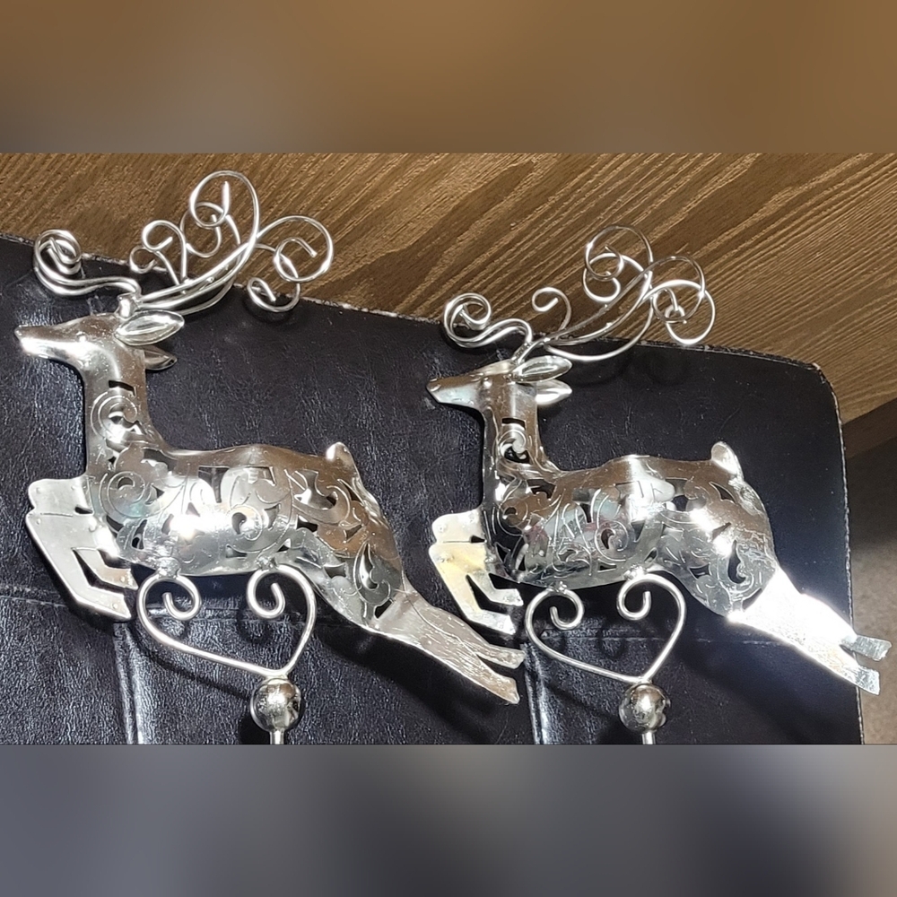 Metal silver reindeer candle holders set 2 pcs. - Picture 15 of 17